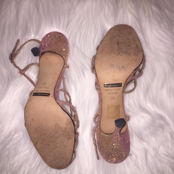 Dolce & Gabbana light pink sparkly strappy heels - Picture 6 of 8